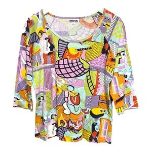 Kaktus Women's Colorful Abstract Top L